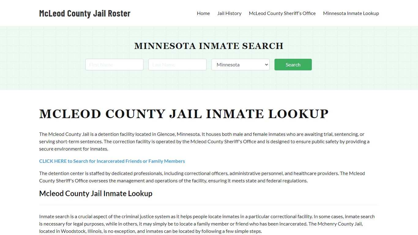 McLeod County Jail Roster Lookup, MN, Inmate Search