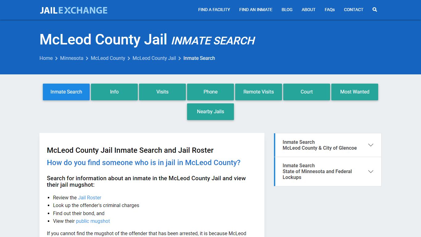 McLeod County Jail Inmate Search - Jail Exchange